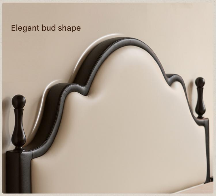 Ecological Cloud Leather French Retro Edge White Box Bed