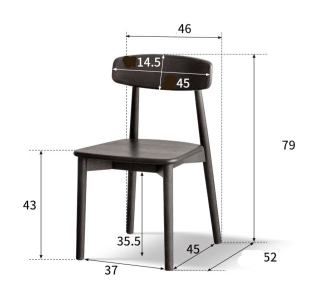 4 Pcs Oak Solid Wood Black Chair