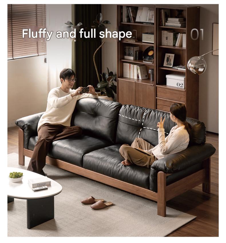 Black Walnut, Ash Solid Wood Modern Sofa