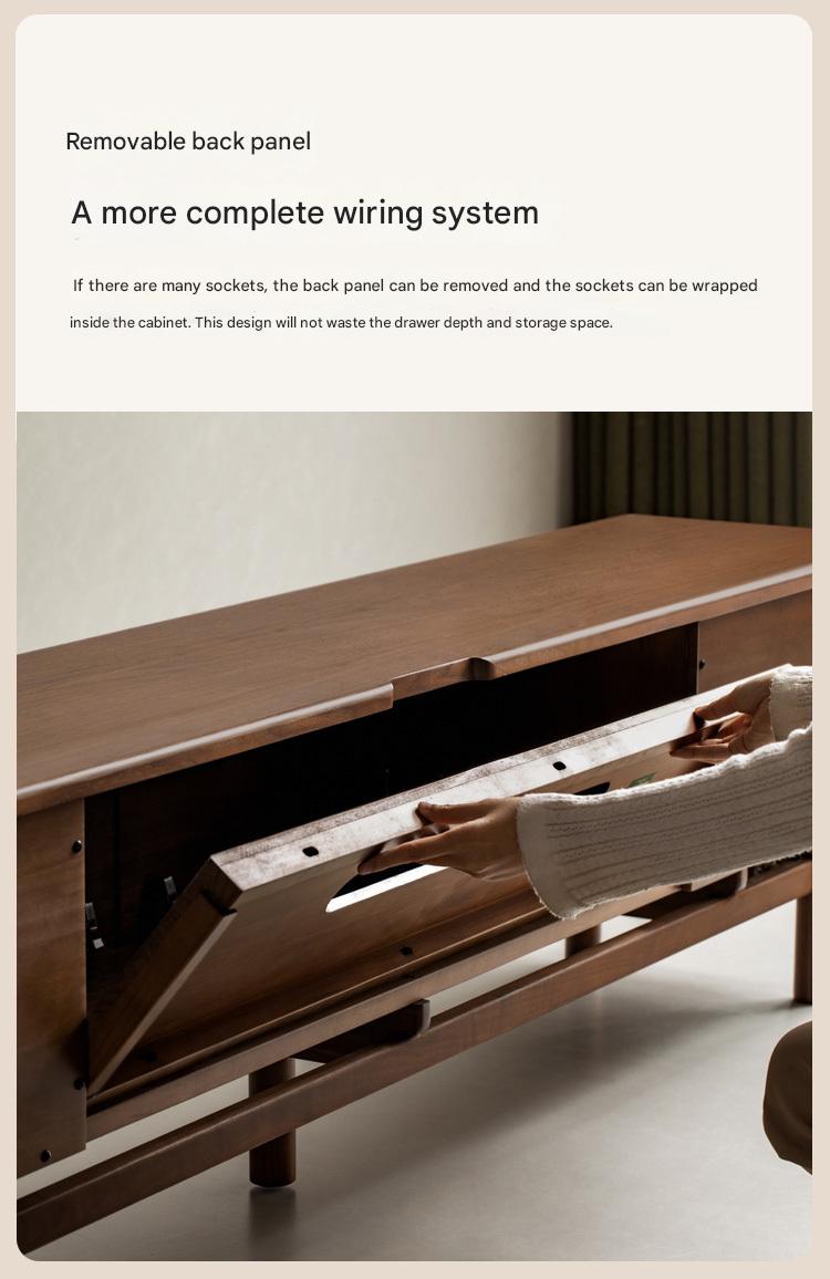 Black Walnut, Oak Solid Wood Floor TV Cabinet.