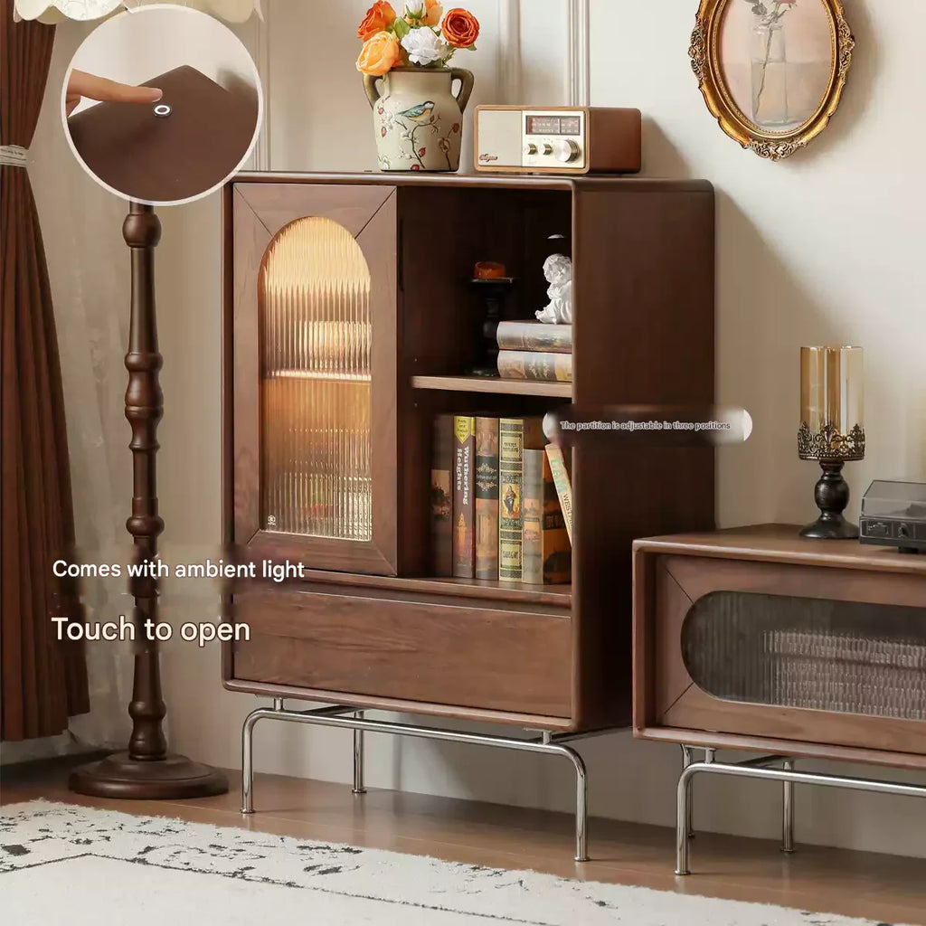 Black Walnut Solid Wood French Retro Side Cabinet