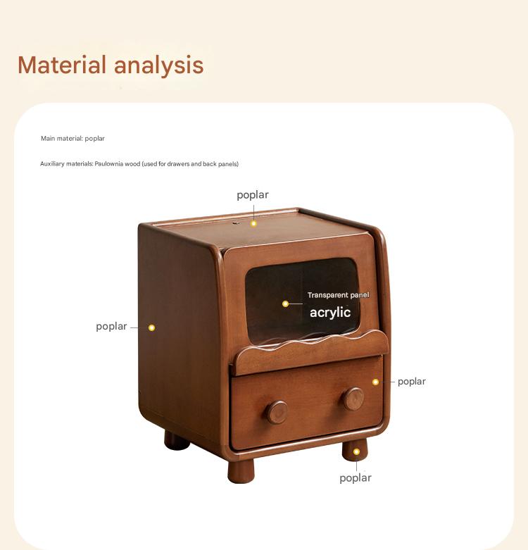 Poplar Solid Wood Children's with Lights Nightstand