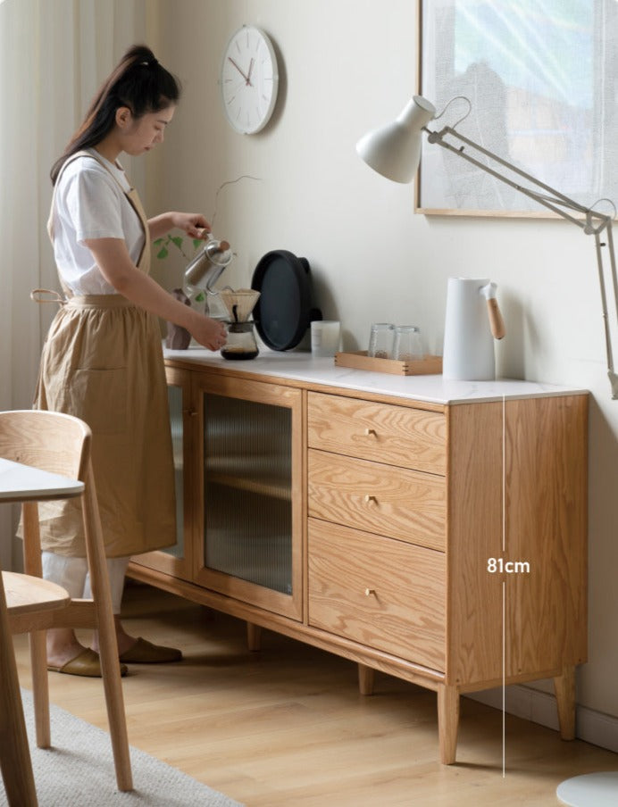 Oak Solid Wood Rock Board Modern Sideboard