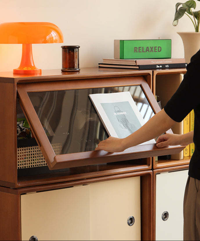 Poplar Solid Wood TV Cabinet Antique Style Module Combination.