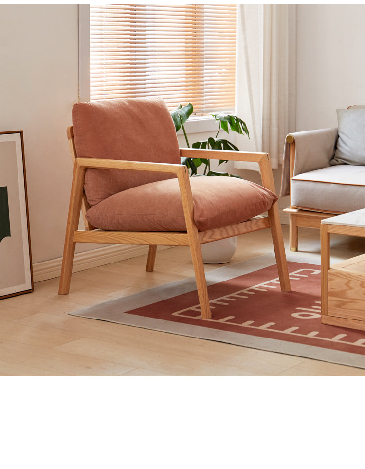 Oak Solid Wood Modern Leisure Lounge Chair