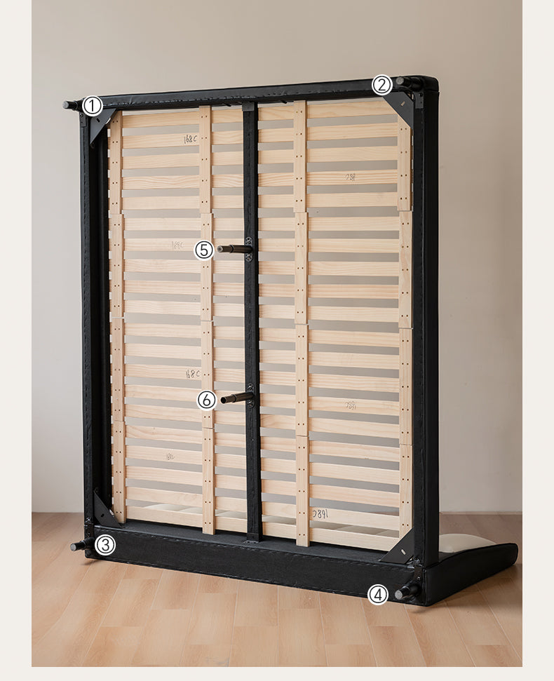 Ash Solid Wood Genuine Leather French Retro Art Bed