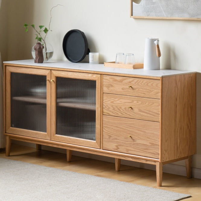 Oak Solid Wood Rock Board Modern Sideboard
