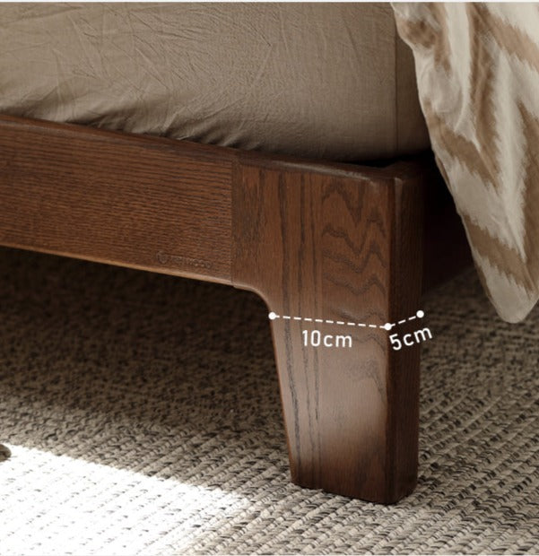 Oak solid wood bed with light walnut-color-USA