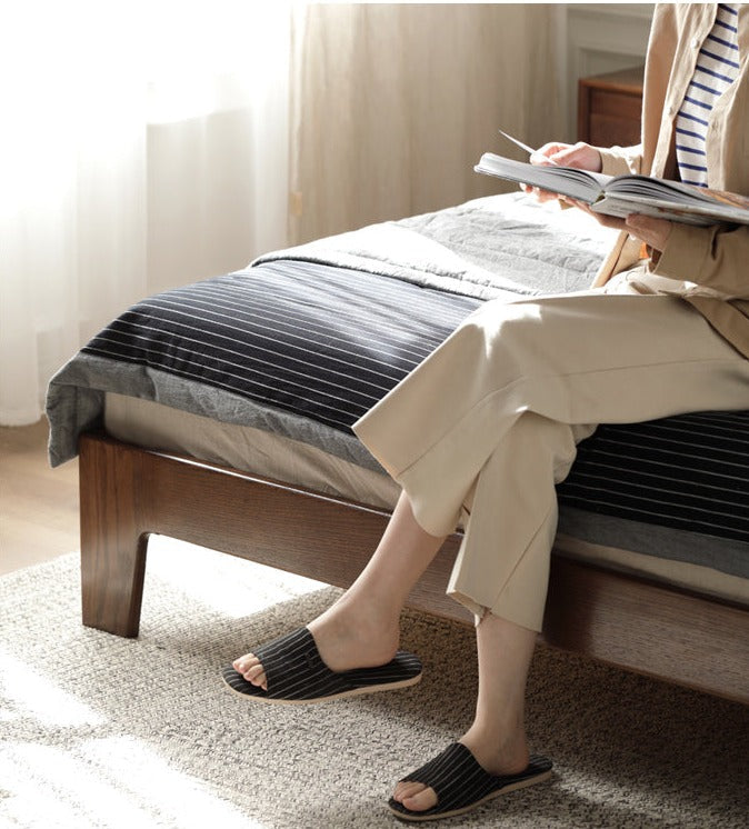 Oak solid wood bed with light walnut-color-USA