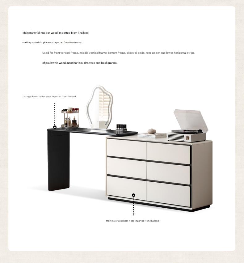 Solid Rubberwood Rotating Modern Dressing Table.