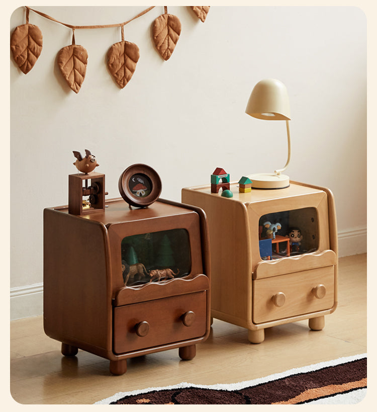 Poplar Solid Wood Children's with Lights Nightstand