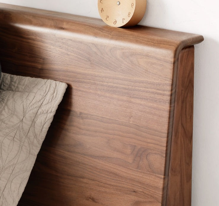 Black Walnut Solid wood bed Nordic modern