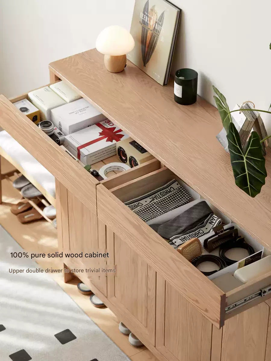 Ash Solid Wood Modern Large Shoe Cabinet