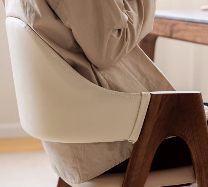 2 pcs Black Walnut Solid Wood, Organic Leather, Armchair