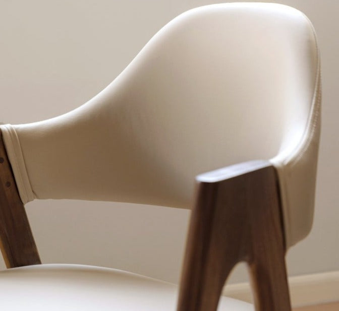 2 pcs Black Walnut Solid Wood, Organic Leather, Armchair