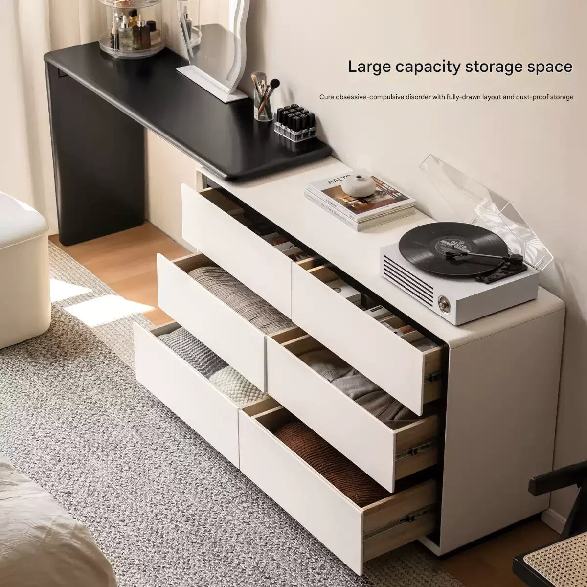 Solid Rubberwood Rotating Modern Dressing Table.