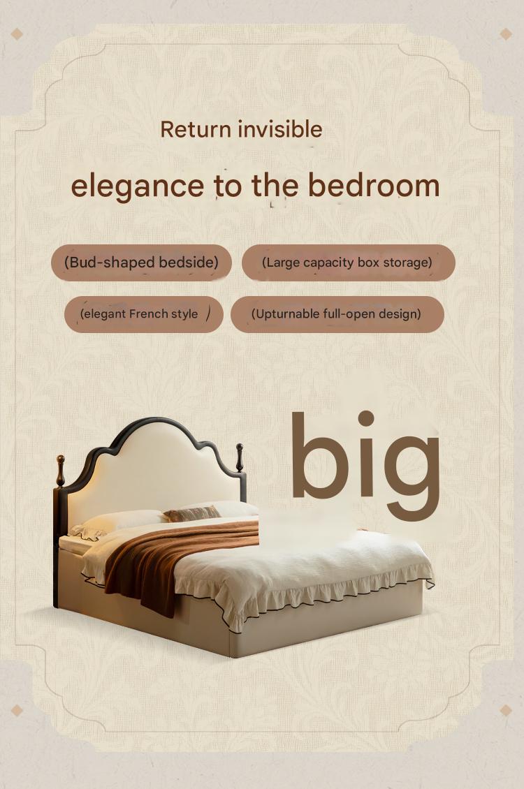 Ecological Cloud Leather French Retro Edge White Box Bed