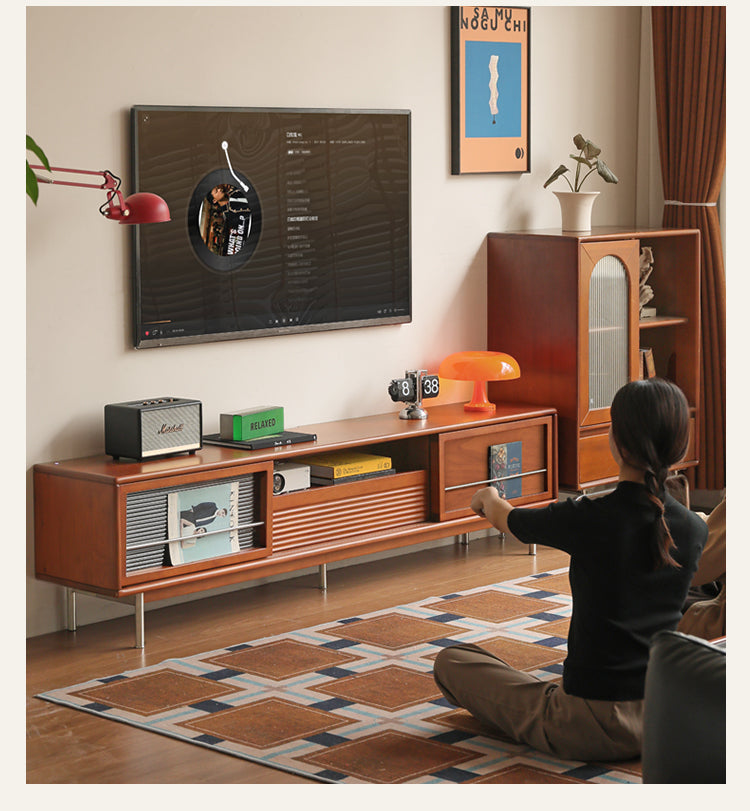 Poplar Solid Wood Bauhaus Style TV Cabinet