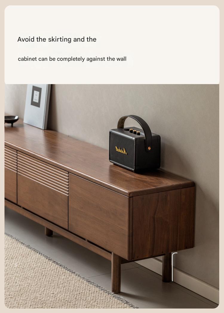 Black Walnut, Oak Solid Wood Floor TV Cabinet.