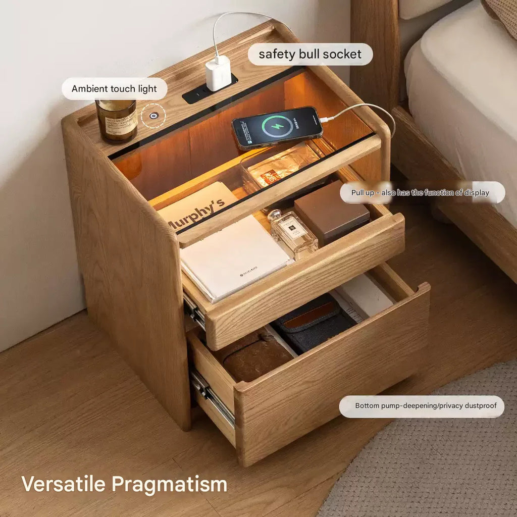 Oak, Ash Solid Wood Modern Nightstand