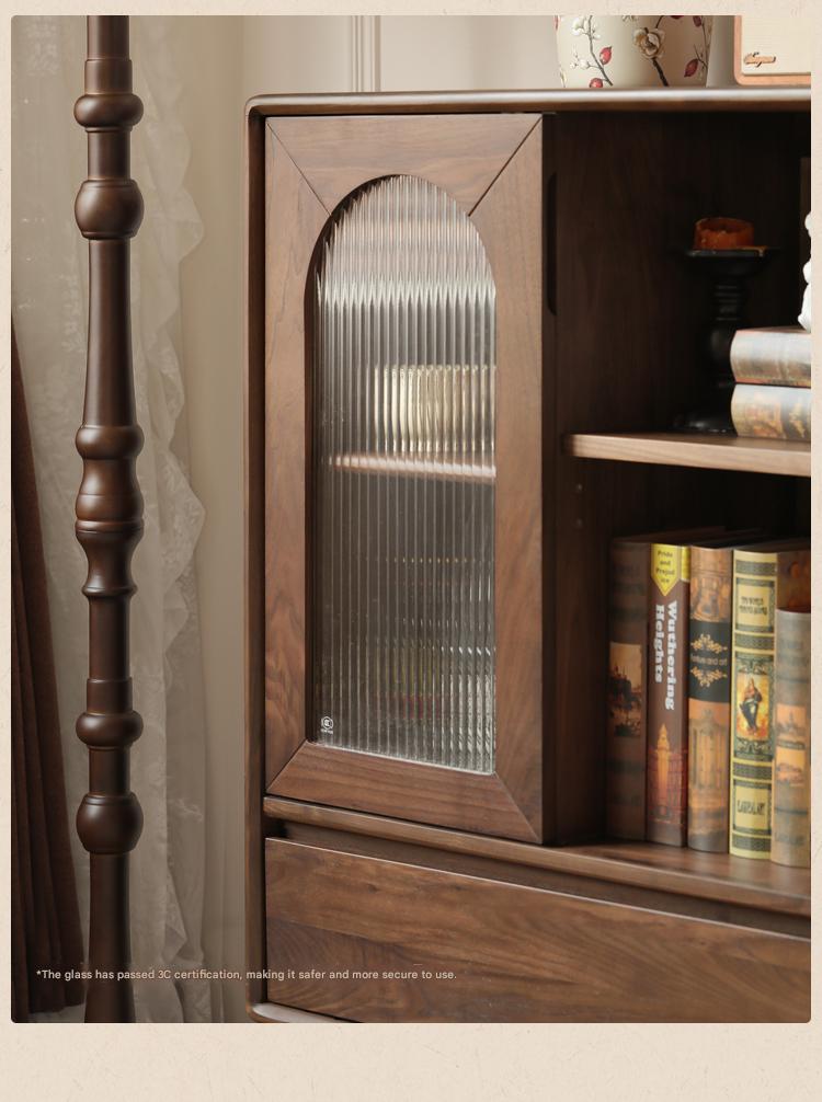 Black Walnut Solid Wood French Retro Side Cabinet