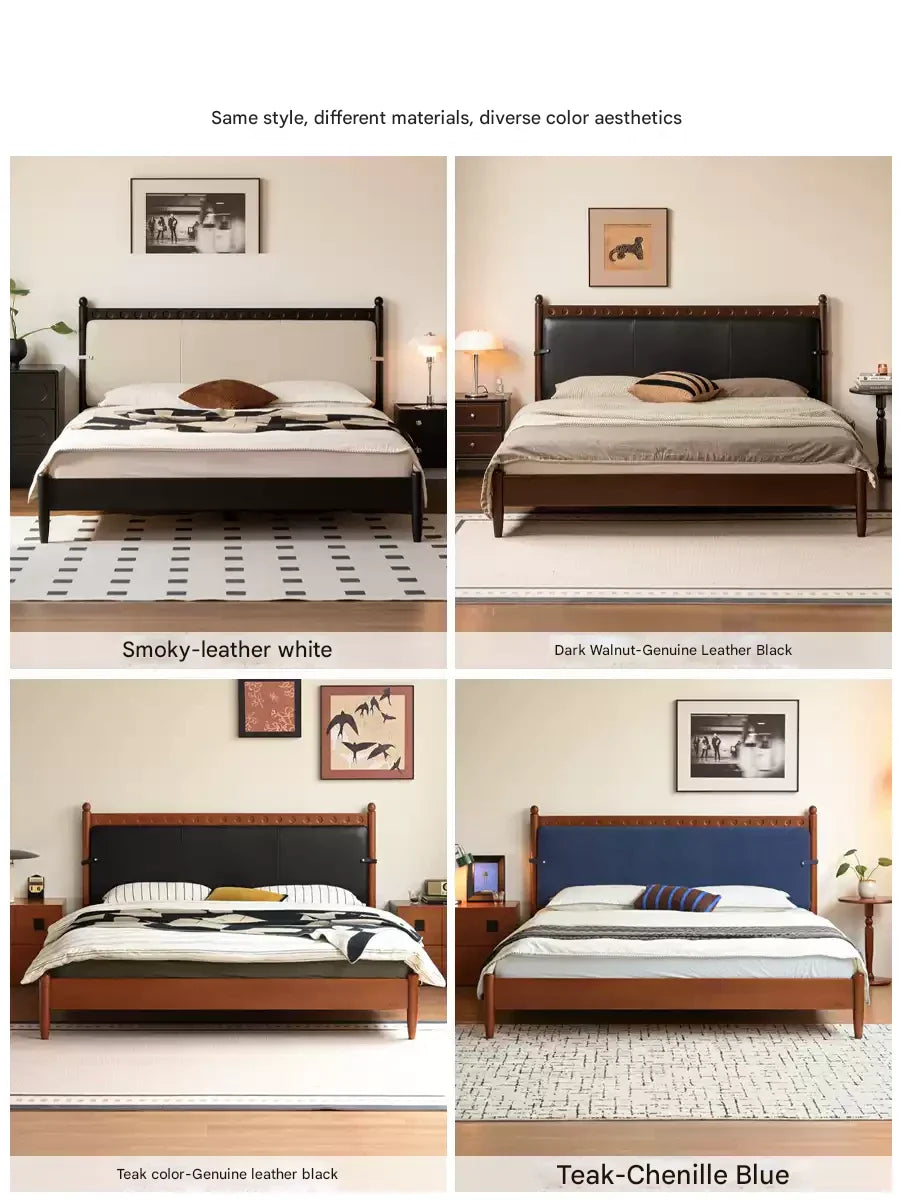 Ash Solid Wood Bauhaus Soft Leaning Antique Style Bed