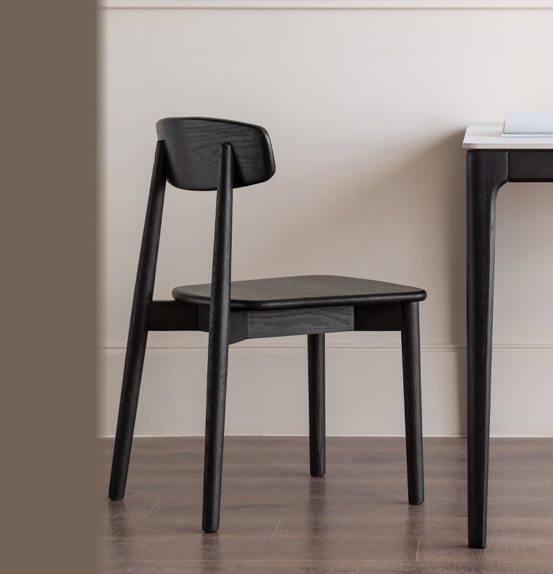 4 Pcs Oak Solid Wood Black Chair