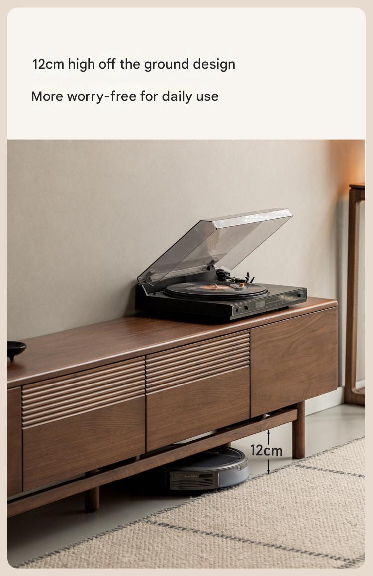 Black Walnut, Oak Solid Wood Floor TV Cabinet.