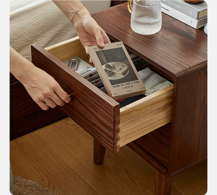 Oak Solid Wood walnut color Nightstand