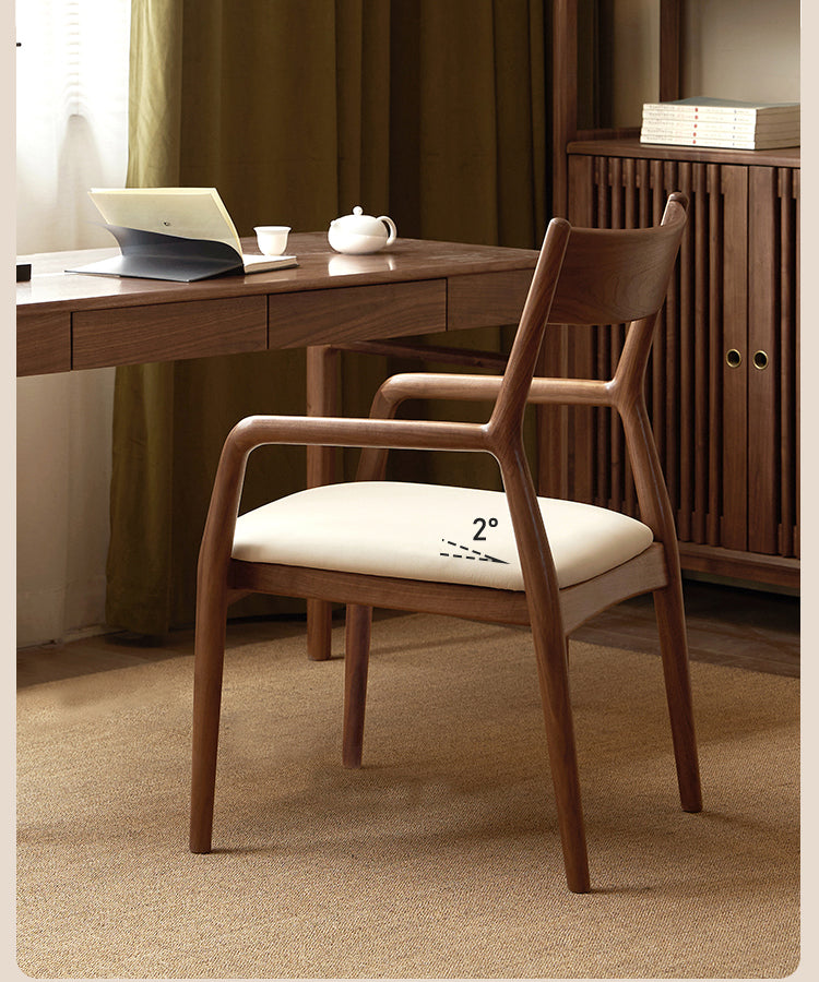 Black Walnut, Oak Solid Wood Retro Soft Pack Dining Chair