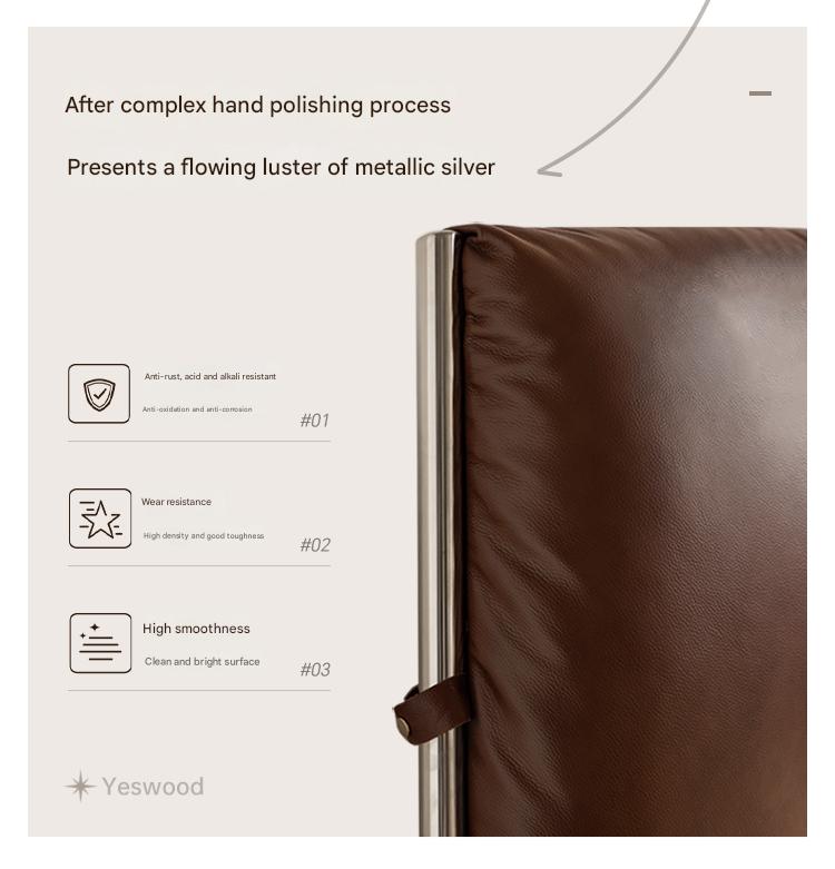 Leather Italian Light Luxury Brown Double Bed