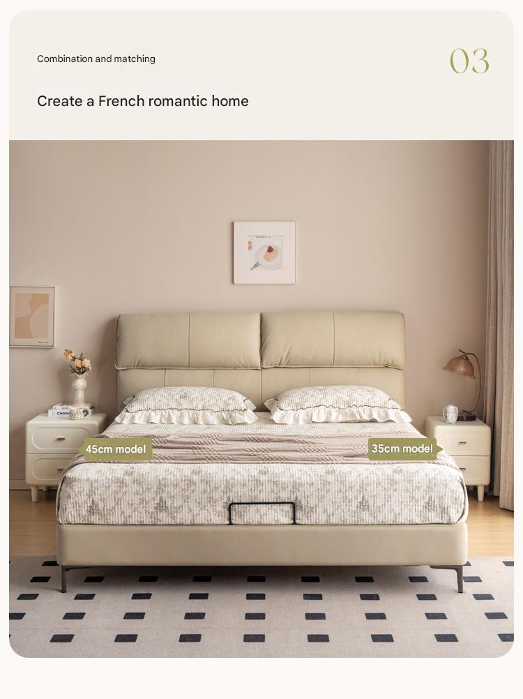 Solid Rubberwood French Cream Nightstand