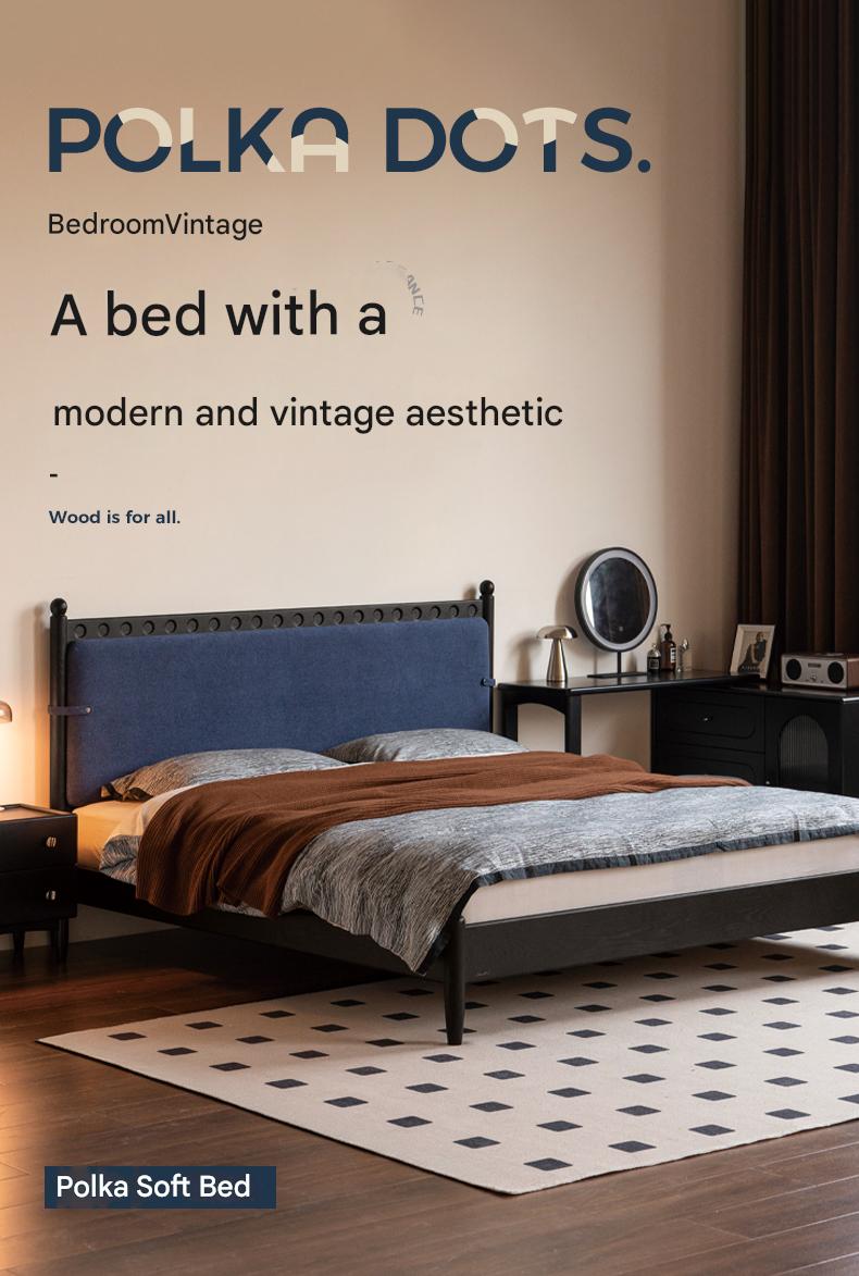 Ash Solid Wood Bauhaus Soft Leaning Antique Style Bed