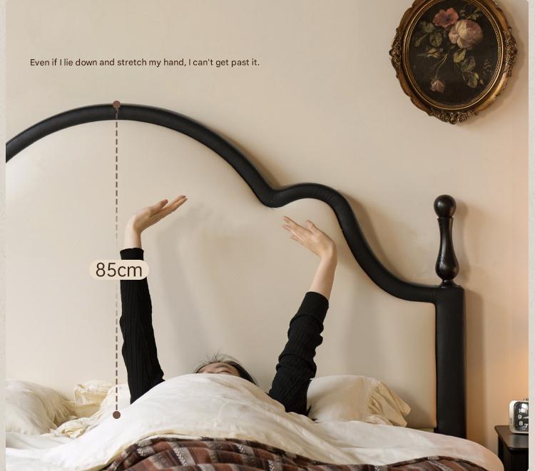 Ecological Cloud Leather French Retro Edge White Box Bed