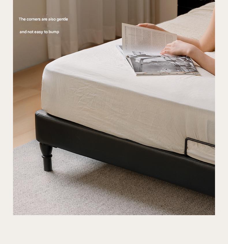 Ash Solid Wood Genuine Leather French Retro Art Bed