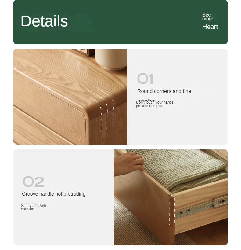 Ash Solid Wood Telescopic Dressing Table-USA