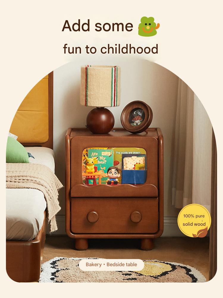 Poplar Solid Wood Children's with Lights Nightstand