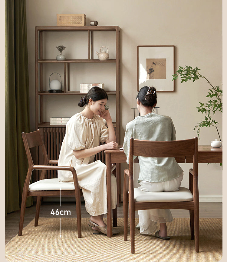 Black Walnut, Oak Solid Wood Retro Soft Pack Dining Chair