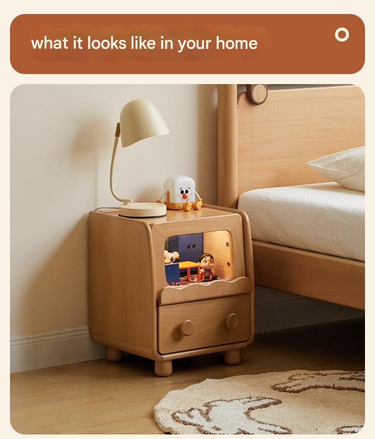 Poplar Solid Wood Children's with Lights Nightstand