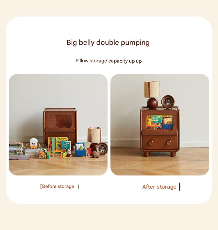 Poplar Solid Wood Children's with Lights Nightstand