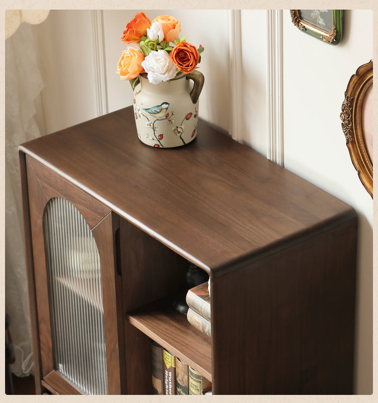 Black Walnut Solid Wood French Retro Side Cabinet