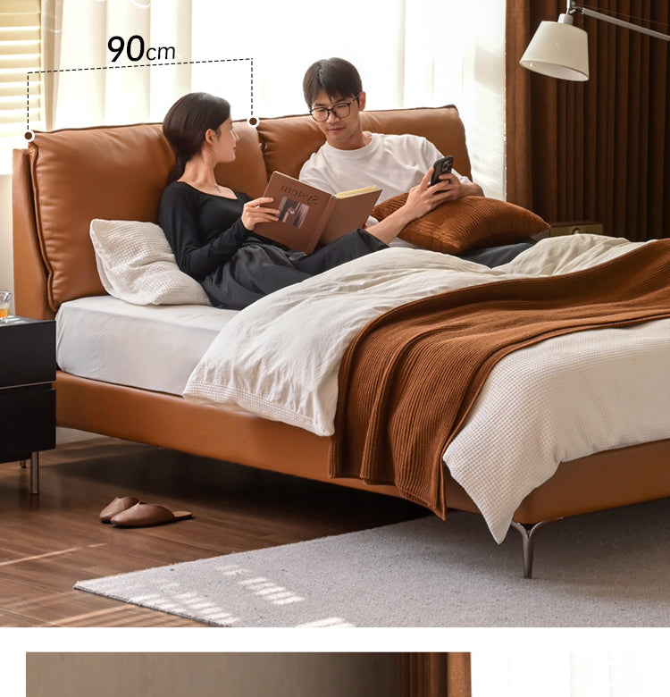 Leather Light Luxury Soft Leaning Bed