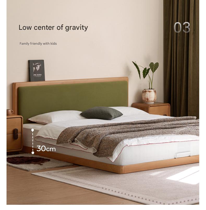 Beech Solid Wood Modern Simple Soft Leaning Platform Bed