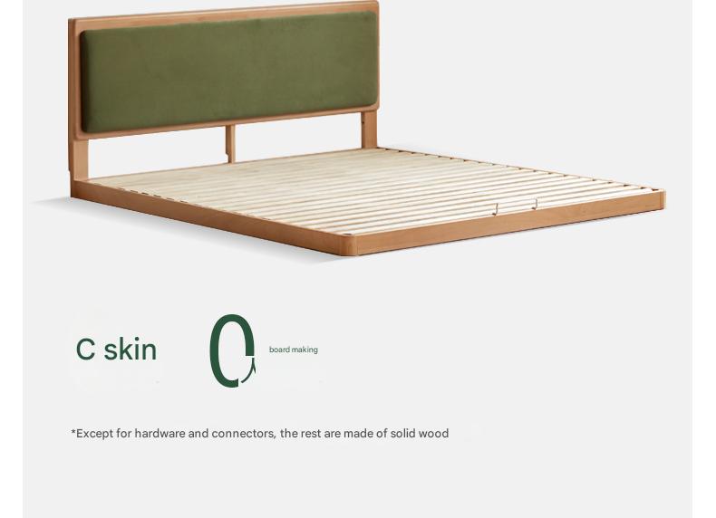 Beech Solid Wood Modern Simple Soft Leaning Platform Bed