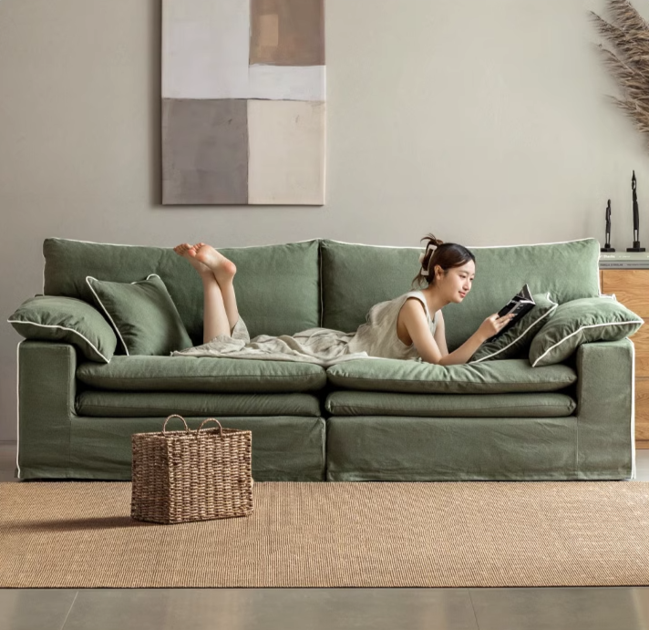 Cotton and Linen Sofa Wabi Sabi Style