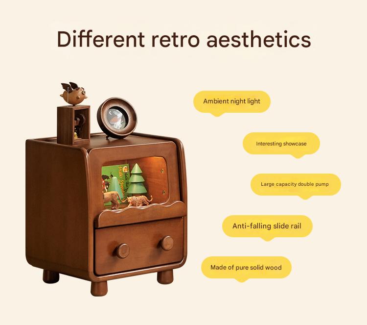 Poplar Solid Wood Children's with Lights Nightstand