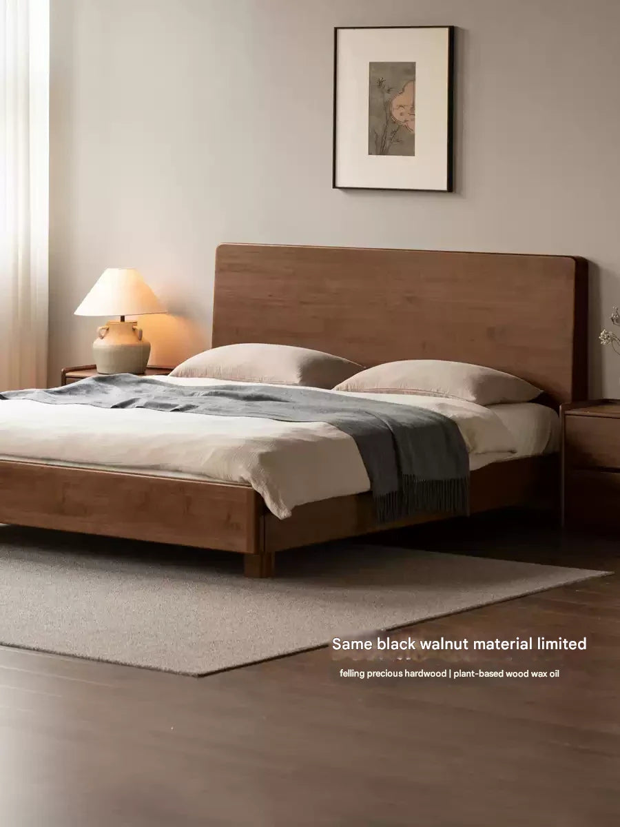 Cherry Solid Wood Modern Multifunctional Night Light Double Bed