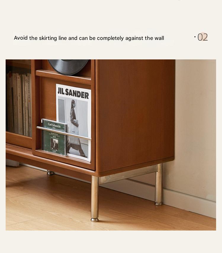 Poplar Solid Wood Ancient Style Sliding Door Side Cabinet