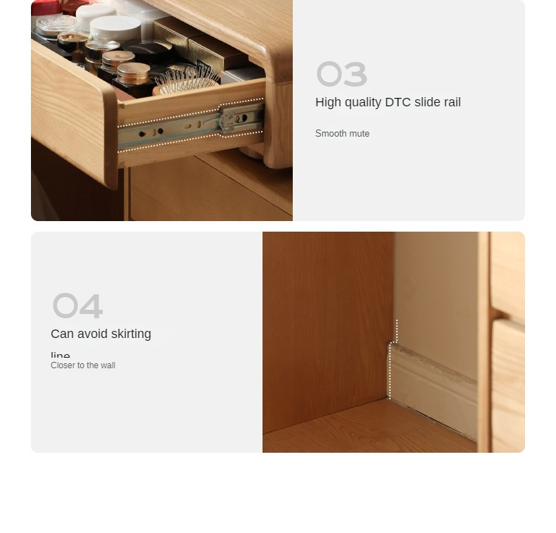 Ash Solid Wood Telescopic Dressing Table-USA