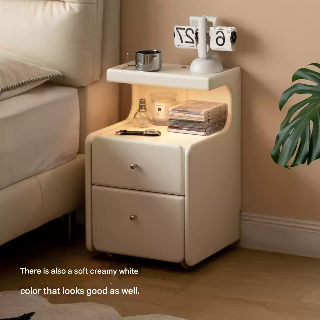 Rubber Solid Wood Multi Functional Nightstand.